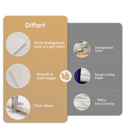 Diflart Natural Granite Cutting Board: Large 16" x 20" Polished Stone Slab.