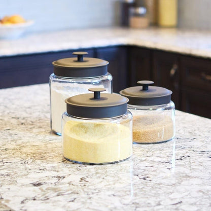 Anchor Hocking Glass Montana Jar with Black Metal Lid (48oz)