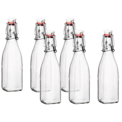 Bormioli Rocco Square Swing Top Glass Bottles: 4.25 Oz (Set of 6)