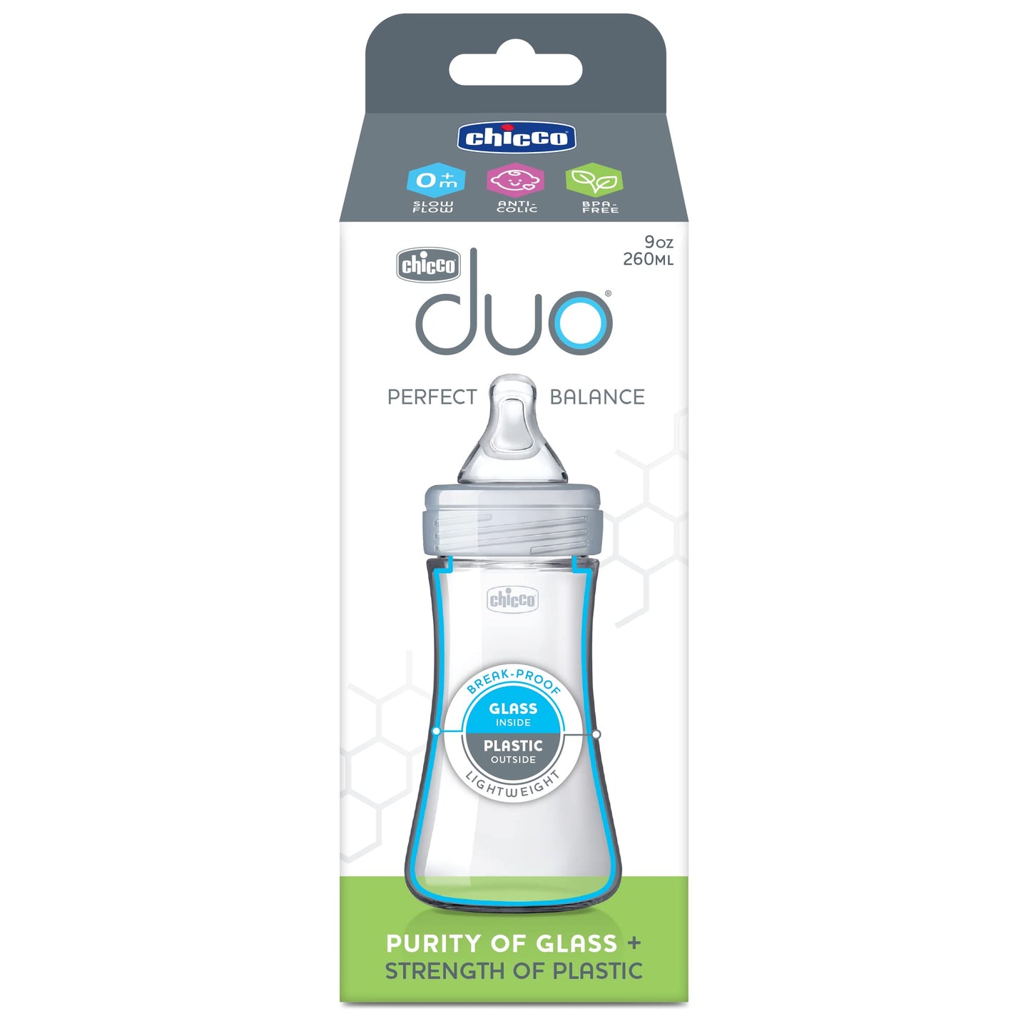 Chicco Duo 5oz Hybrid Baby Bottle with Invinci-Glass Interior (2-Pack)