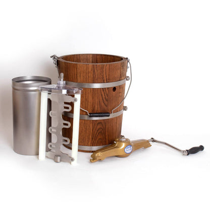 Lehman’s Amish Ice Cream Maker | TRUE Shift Hand‑Crank Freezer (Stainless Steel & Oak)