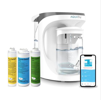 AquaTru Carafe Countertop Reverse Osmosis Purifier: Certified, with Glass Carafe and Mineral Boost