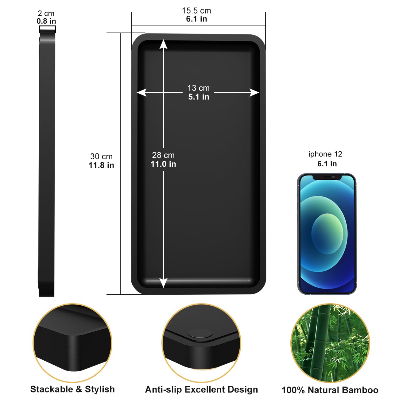 Sustainable Bamboo Bathroom Vanity Tray: Sleek Countertop Organizer