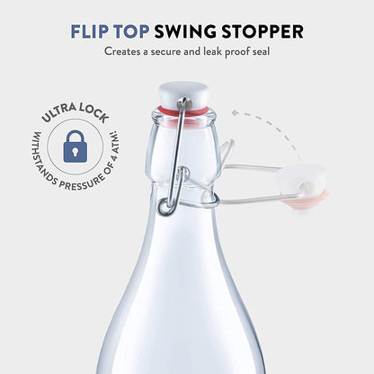 Bormioli Rocco 8.5 oz Swing Top Bottles (Set of 6) | TRUE Shift Plastic‑Free Glass Storage