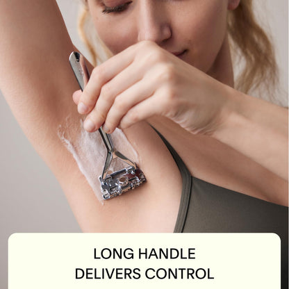 Leaf Shave All-Metal Safety Razor with Flexible Pivoting Head, Plastic-Free Triple-Blade Razor