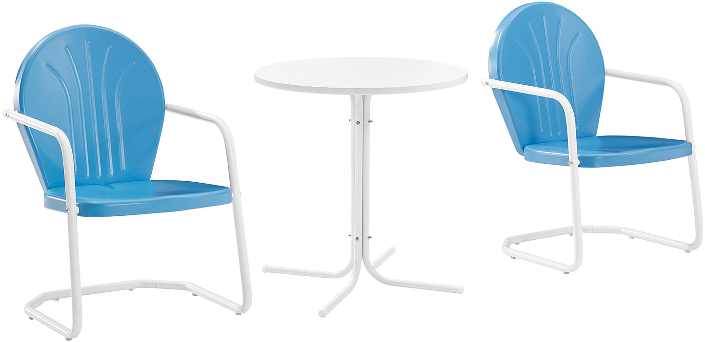 Crosley Griffith 3-Piece Retro Metal Bistro Set (Bright Red/White)