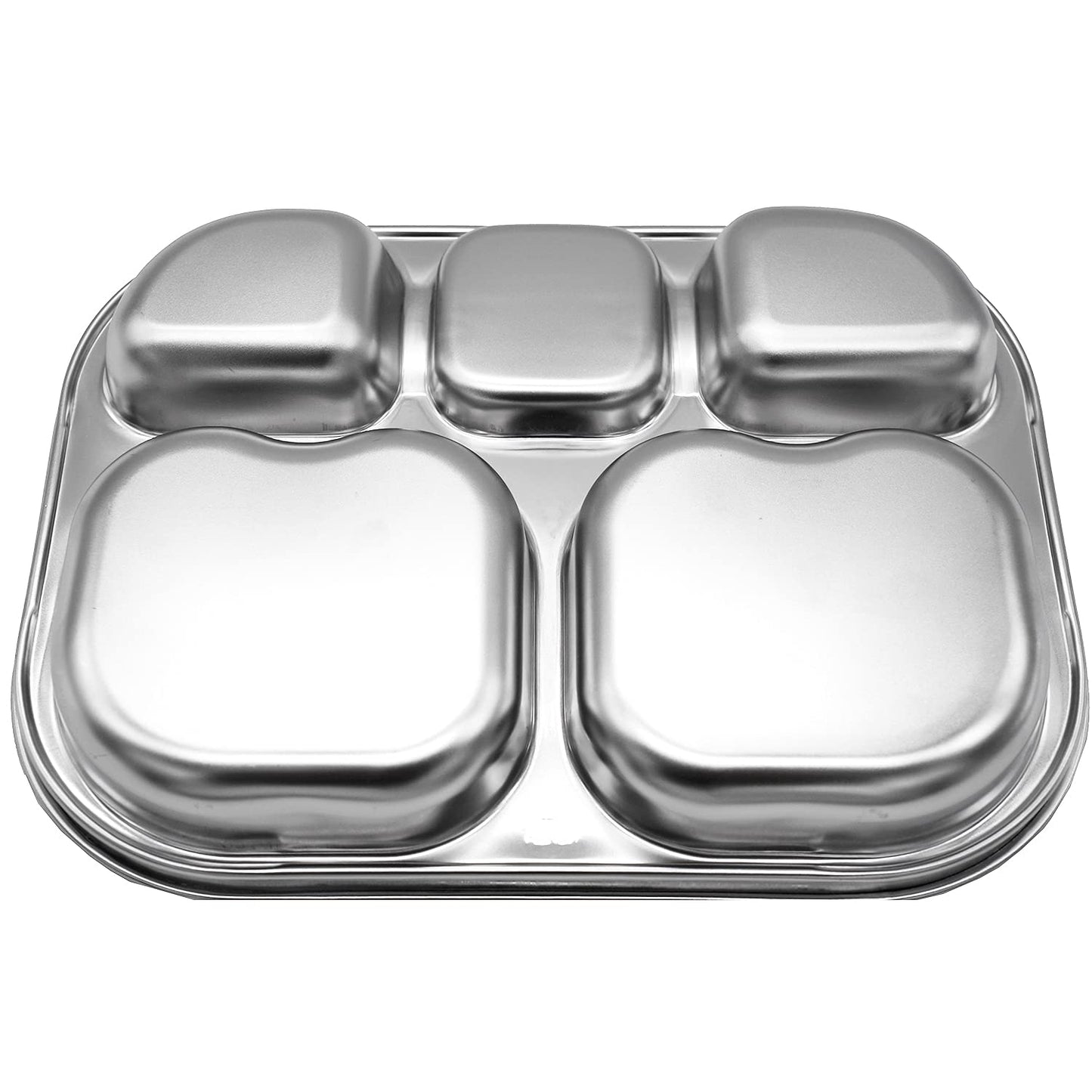 Korean Premium 304 Stainless Steel 5-Compartment Divided Plates (Set of 2)