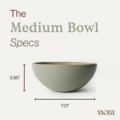 Mora Medium Ceramic Bowls, Set of 4 (28 oz, Oat)