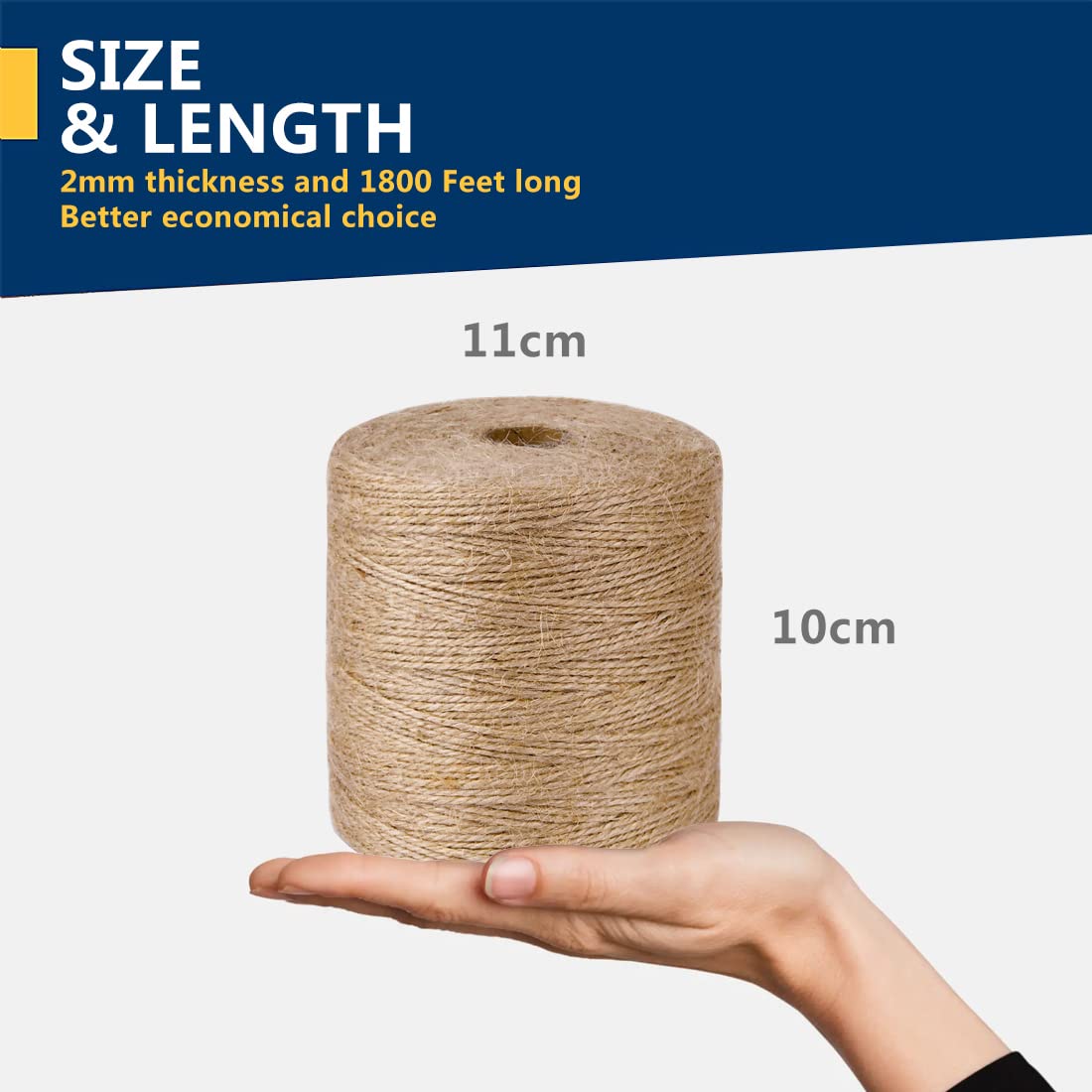 100% Natural Jute Twine: 1100 Feet of Biodegradable Cord for Zero-Waste Crafting and Gardening