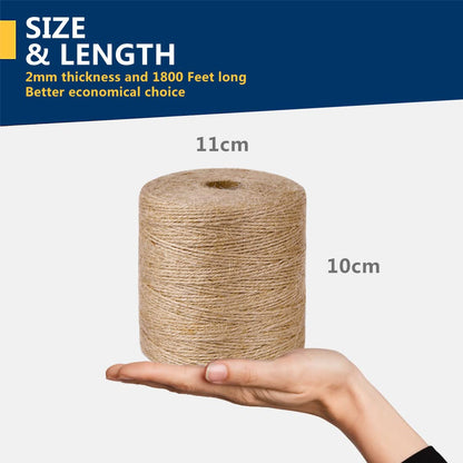 100% Natural Jute Twine: 1100 Feet of Biodegradable Cord for Zero-Waste Crafting and Gardening