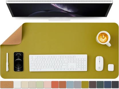 Dual-Sided Sustainable Cork & Eco-PU Large Desk Mat