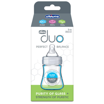 Chicco Duo 5oz Hybrid Baby Bottle with Invinci-Glass Interior (2-Pack)
