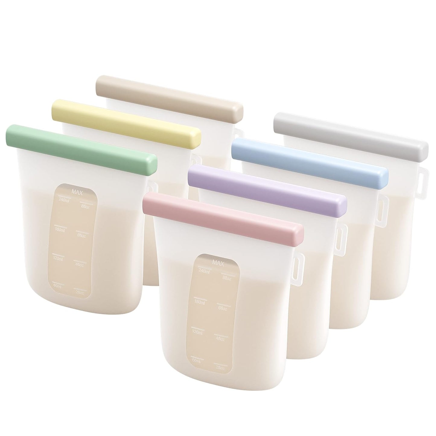 Nuliie 8oz Reusable Silicone Breastmilk Storage Bags (7-Pack)