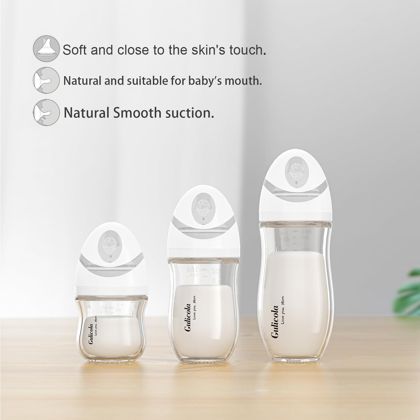Gulicola 5 oz Natural Borosilicate Glass Baby Bottles (2-Pack)