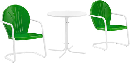 Crosley Griffith 3-Piece Retro Metal Bistro Set (Bright Red/White)
