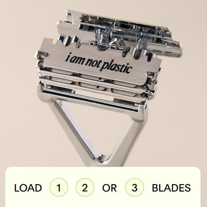Leaf Shave All-Metal Safety Razor with Flexible Pivoting Head, Plastic-Free Triple-Blade Razor