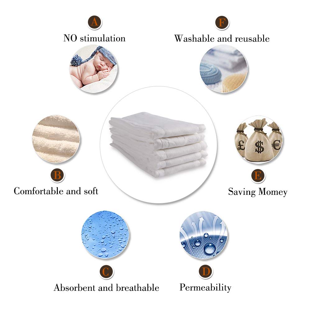 Fasoar Cotton Prefold Cloth Diapers: 100% Unbleached Purity