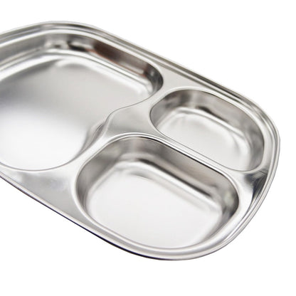 Korean Premium 304 Stainless Steel 5-Compartment Divided Plates (Set of 2)