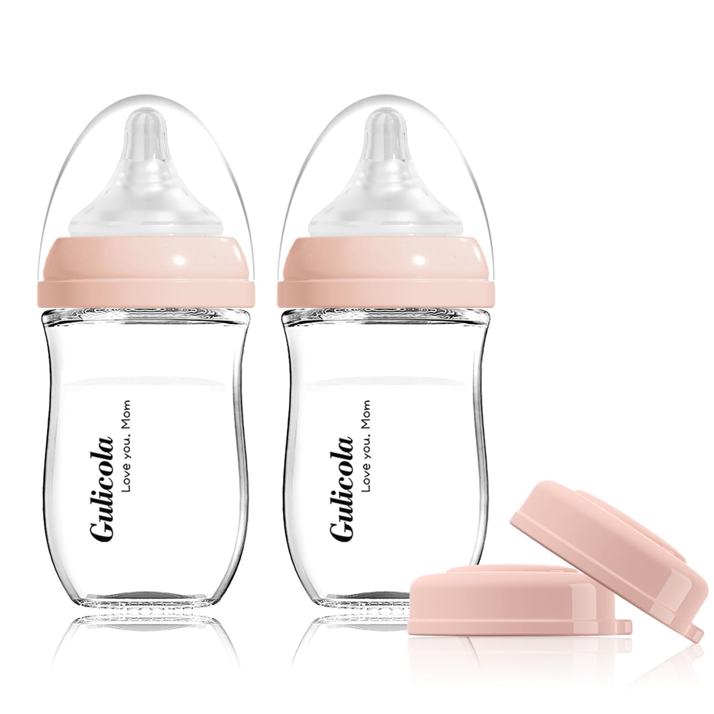 Gulicola 5 oz Natural Borosilicate Glass Baby Bottles (2-Pack)