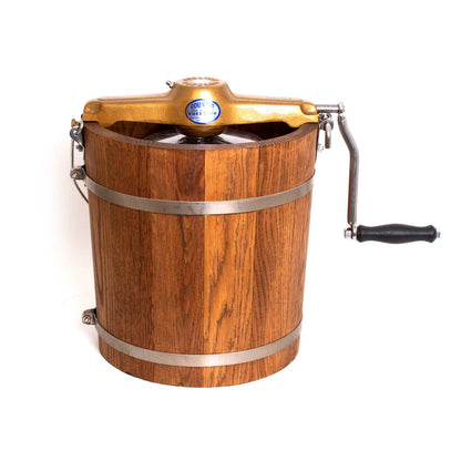 Lehman’s Amish Ice Cream Maker | TRUE Shift Hand‑Crank Freezer (Stainless Steel & Oak)
