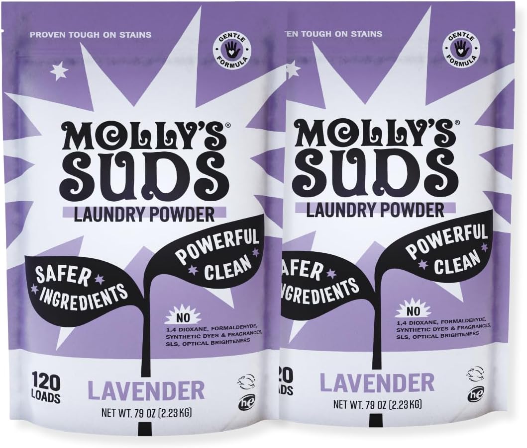 Molly’s Suds Original Laundry Detergent Powder, Chemical-Free Deep Clean for Sensitive Skin