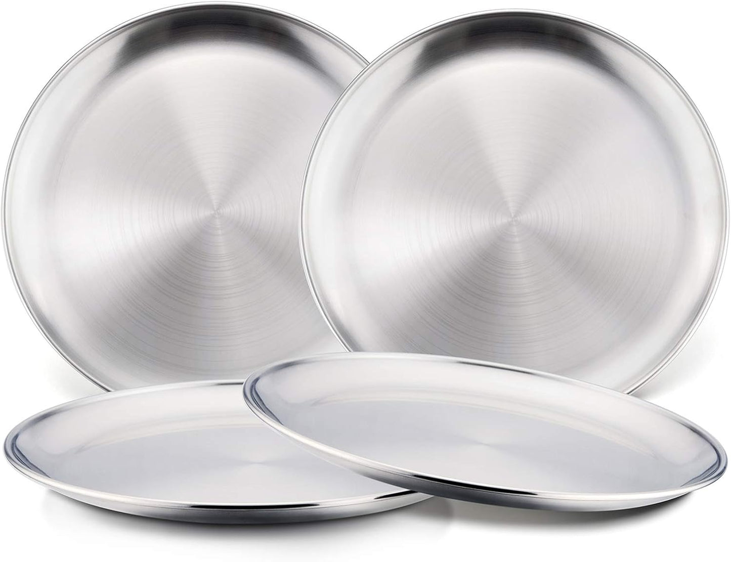 HaWare 18/8 Stainless Steel Unbreakable Toddler Plates (4-Pack)