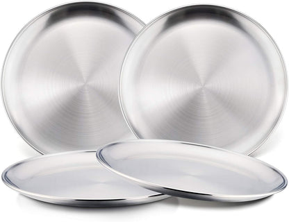 HaWare 18/8 Stainless Steel Unbreakable Toddler Plates (4-Pack)