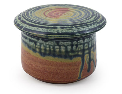 American Handmade Stoneware French Butter Keeper Crock (Sea Oats)