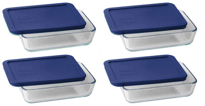 Pyrex 3-Cup Glass Dish Set with Dark Blue BPA-Free Lids