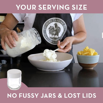 Non-Electric Stainless Steel Yogurt Maker: 1-Quart Glass Jar, Plastic-Free & Probiotic-Rich