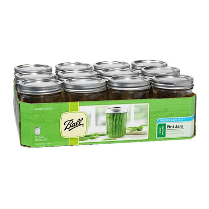 Ball Wide Mouth Pint 16-Ounce Glass Mason Jar with Lids (12-Count)