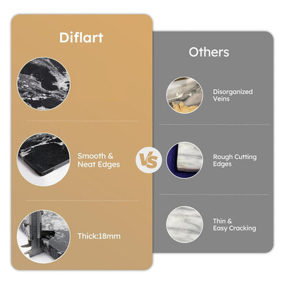 Diflart Natural Granite Cutting Board: Large 16" x 20" Polished Stone Slab.