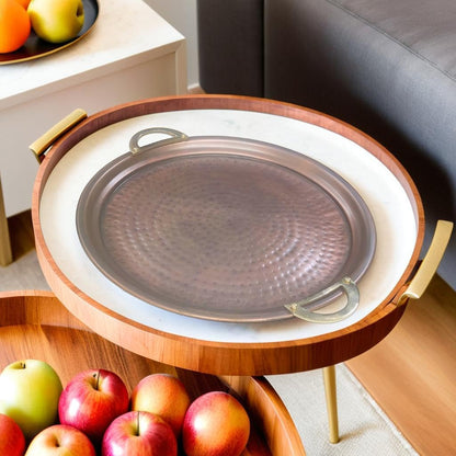 Aruma Traditional Hammered Copper Serving Tray: 14-Inch Handmade