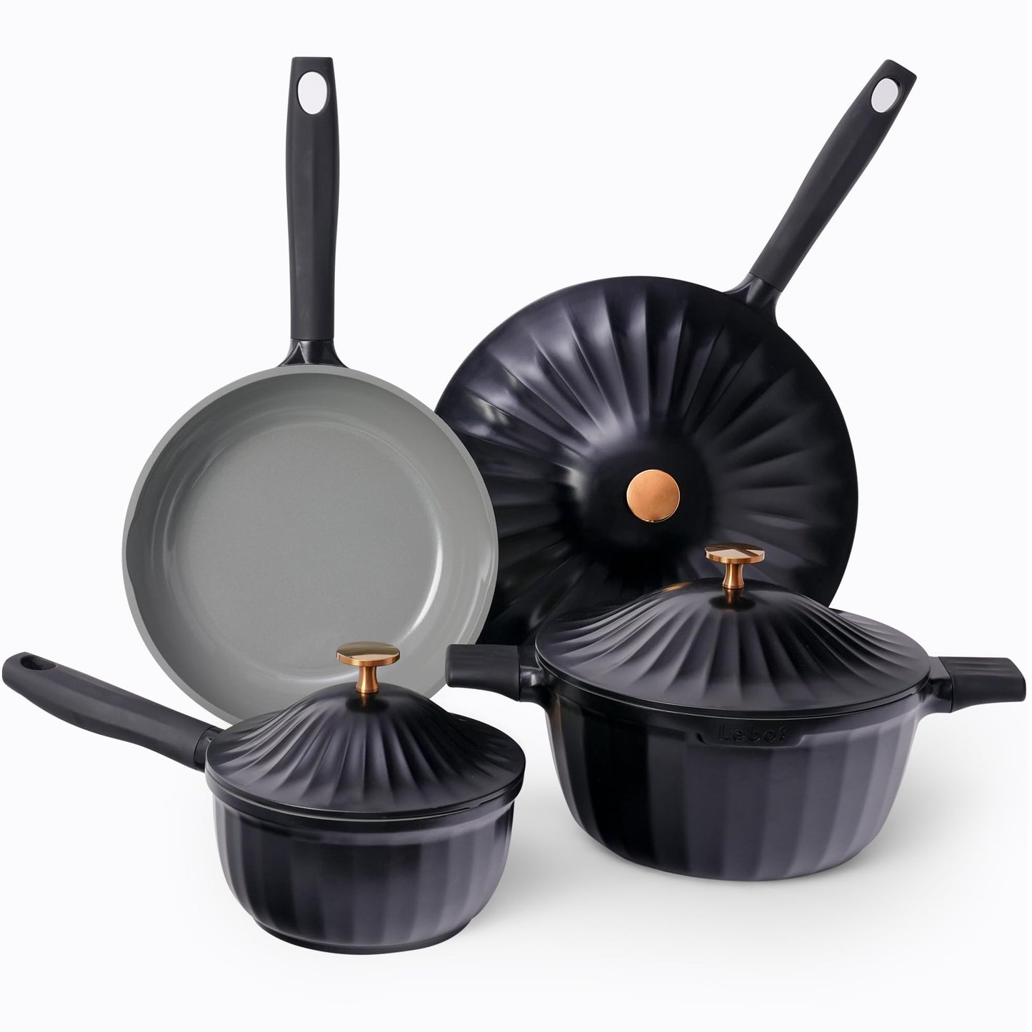 7-Piece Nonstick Ceramic Cookware Set in Jet Black