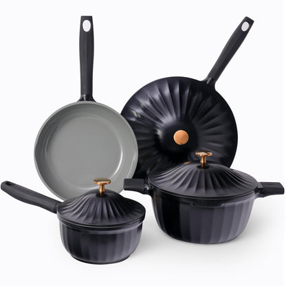 7-Piece Nonstick Ceramic Cookware Set in Jet Black