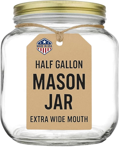 Kitchentoolz 64 oz Glass Mason Jars with Airtight Metal Lids (6 Pack)