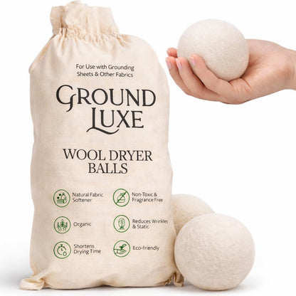GroundLuxe 100% Organic New Zealand Wool Dryer Balls (Set of 6), Chemical-Free Fabric Softening