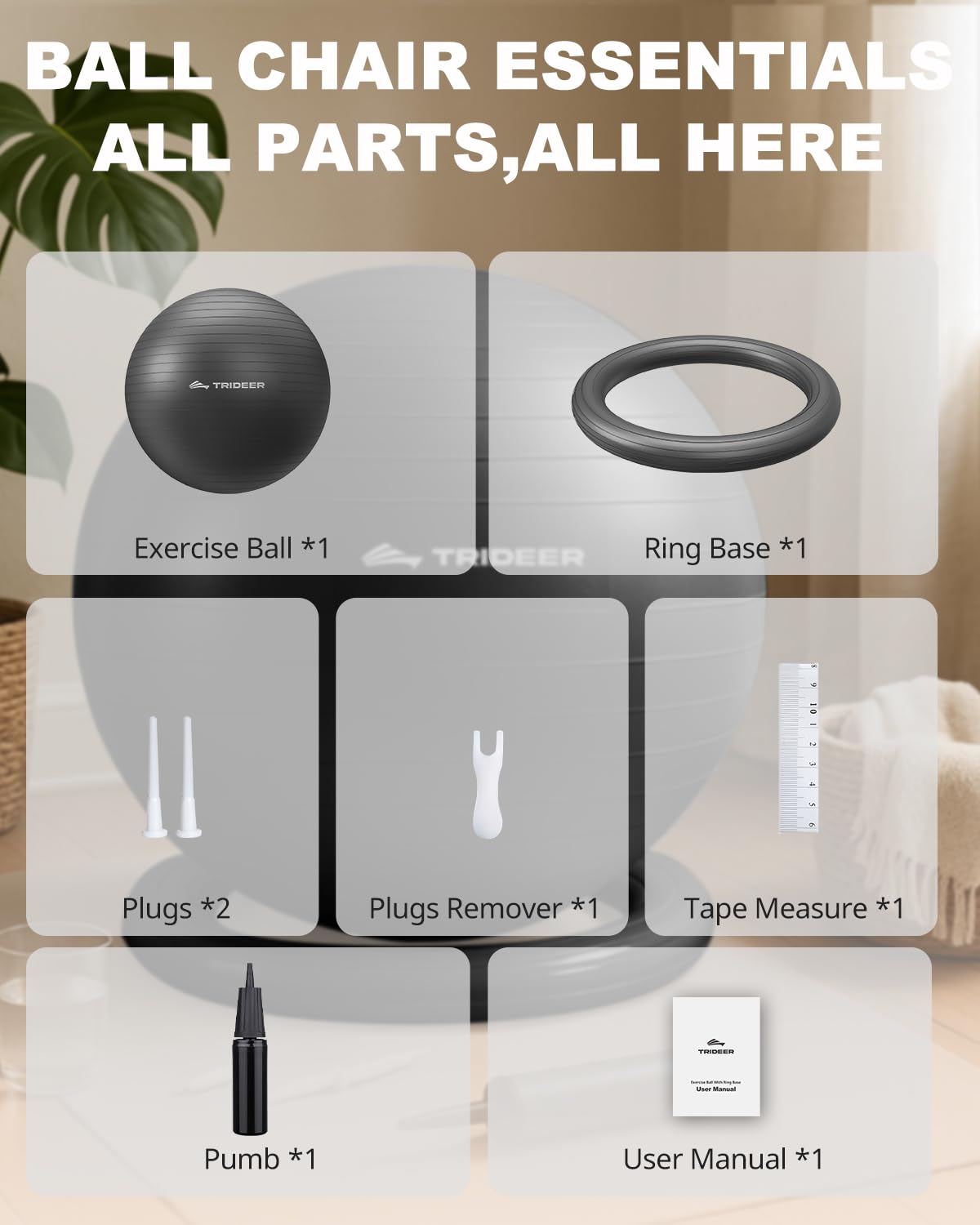 Trideer Yoga Ball Chair: Hypo-Allergenic Stability System