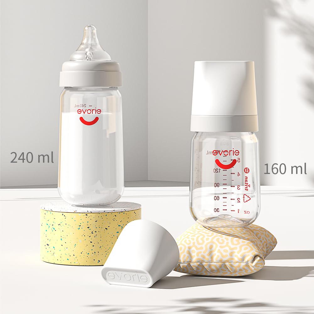 Evorie 8 Oz Tritan Wide Neck Anti-Colic Baby Feeding Bottle