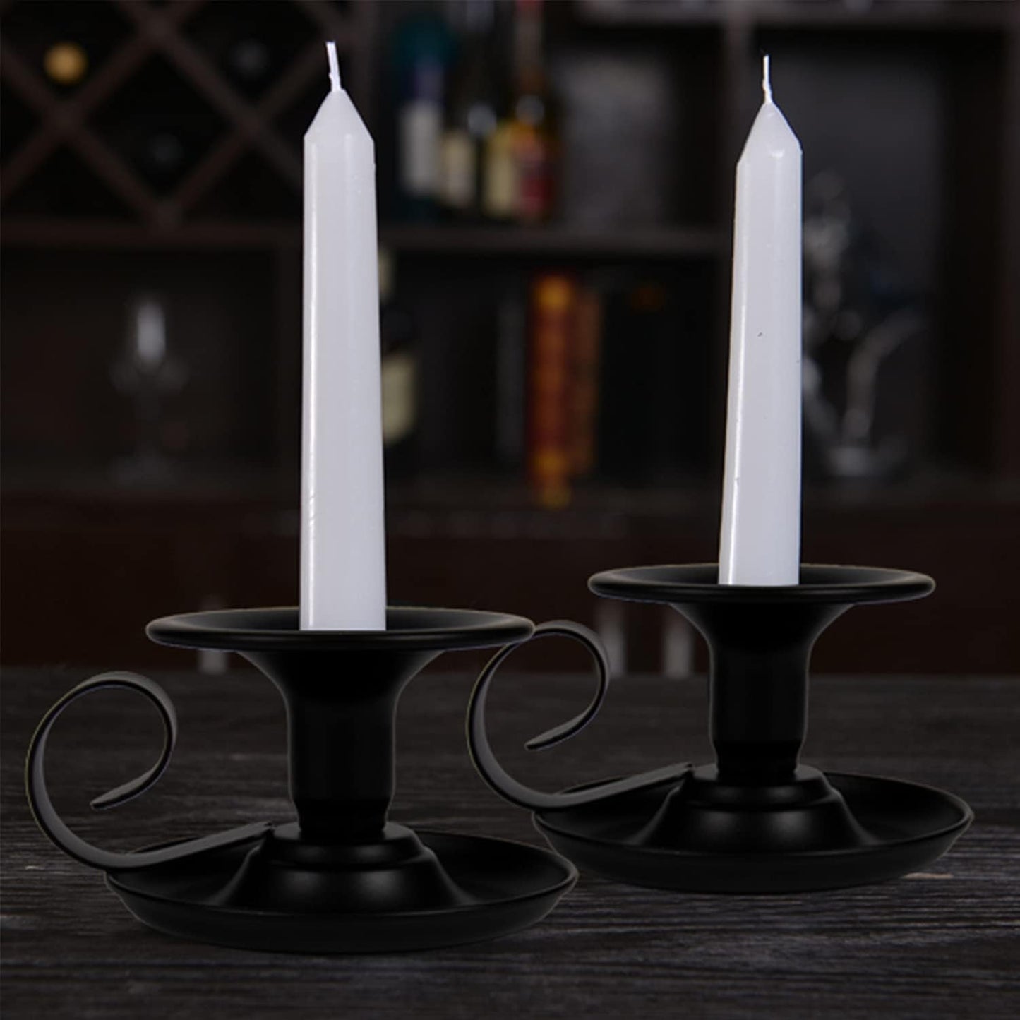 Retro Iron Taper Candlestick Holders (4 Pcs): Sturdy Metal Design for Permanent Home Decor