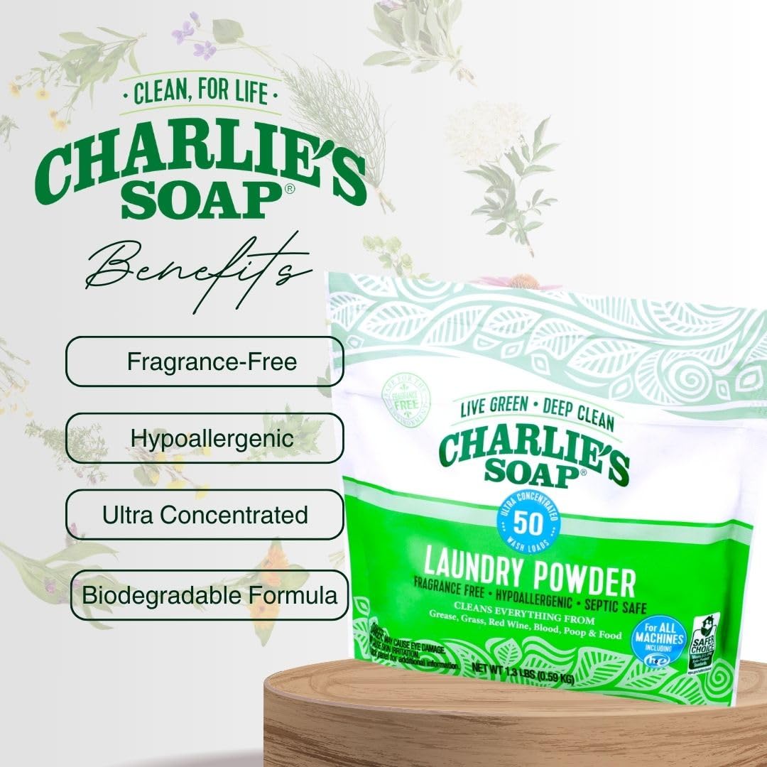 Charlie’s Soap Fragrance-Free Hypoallergenic Deep Cleaning Laundry Powder