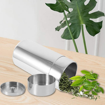 AUNMAS Tea Tin Canister: Stainless Steel Double-Lid Storage