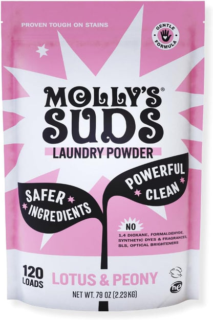 Molly’s Suds Original Laundry Detergent Powder, Chemical-Free Deep Clean for Sensitive Skin