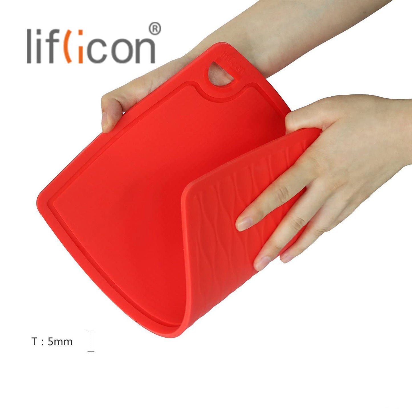 Liflicon 12.6'' x 9.1'' Thick Silicone Cutting Board: Non-Toxic & Flexible.