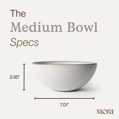 Mora Medium Ceramic Bowls, Set of 4 (28 oz, Oat)