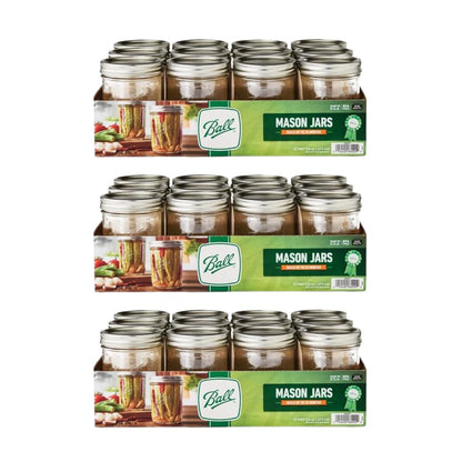 Ball Wide Mouth Pint 16-Ounce Glass Mason Jar with Lids (12-Count)