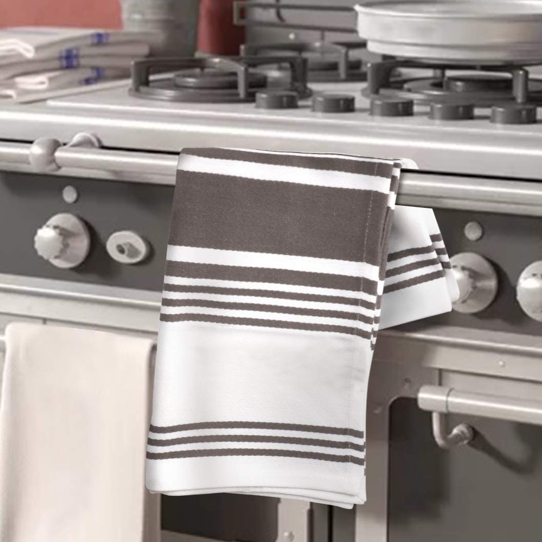 Urban Villa Cotton Kitchen Towels | TRUE Shift Eco Towels (20″×30″, Striped, Mitered)