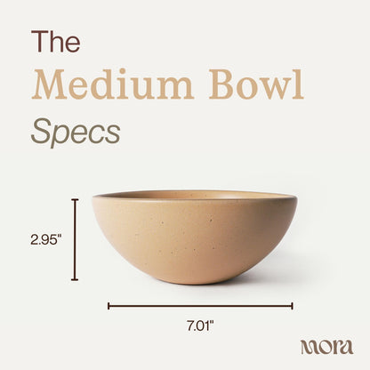 Mora Medium Ceramic Bowls, Set of 4 (28 oz, Oat)