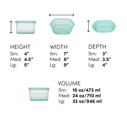 Zip Top 100% Silicone Reusable Food Storage Set (8‑Piece, Teal) | TRUE Shift Zero‑Plastic Meal Prep Set