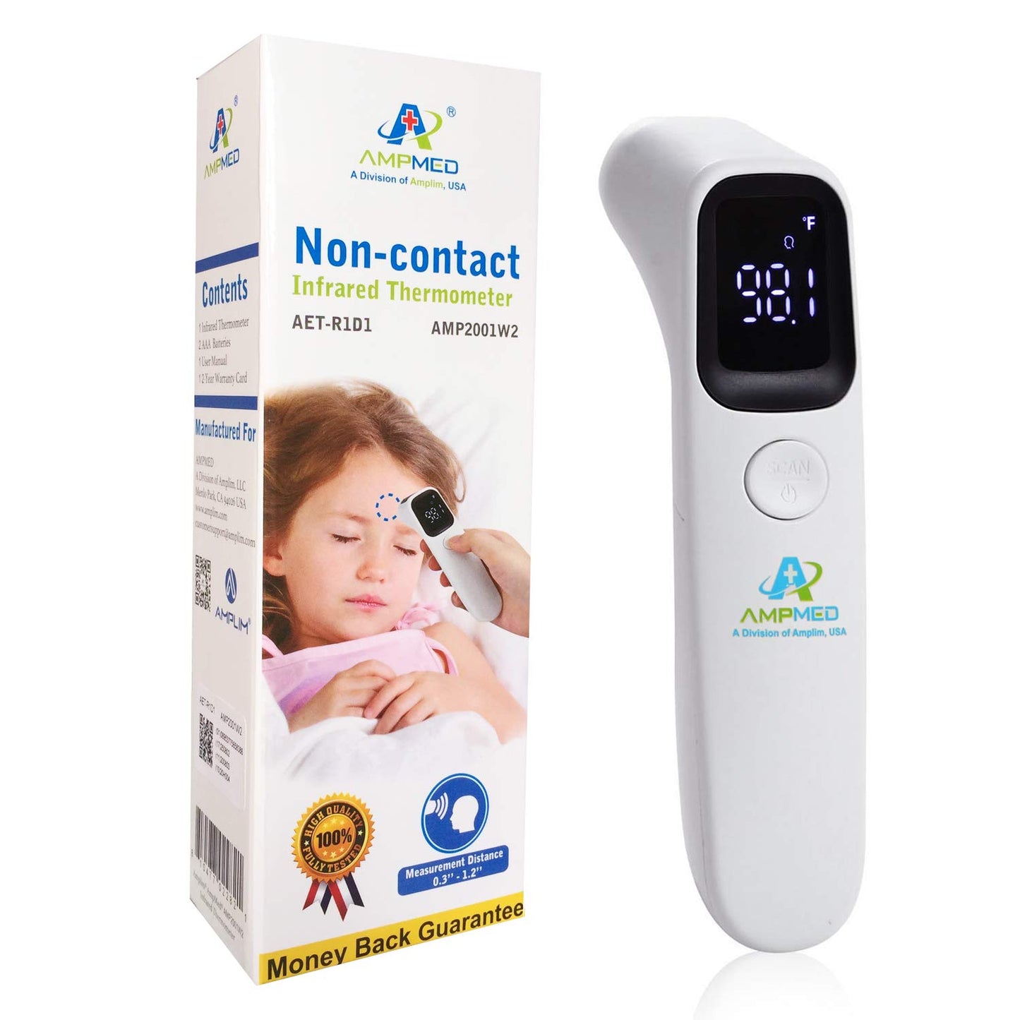 Amplim Forehead Thermometer: No-Touch Medical-Grade Infrared